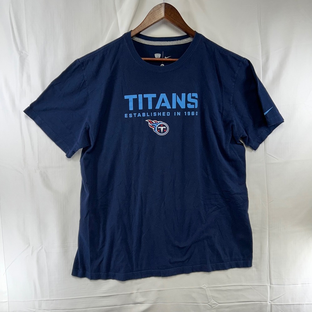 Nike Tennessee Titans Shirt Mens XL Navy Blue NFL Training Tee Graphic Short Slv